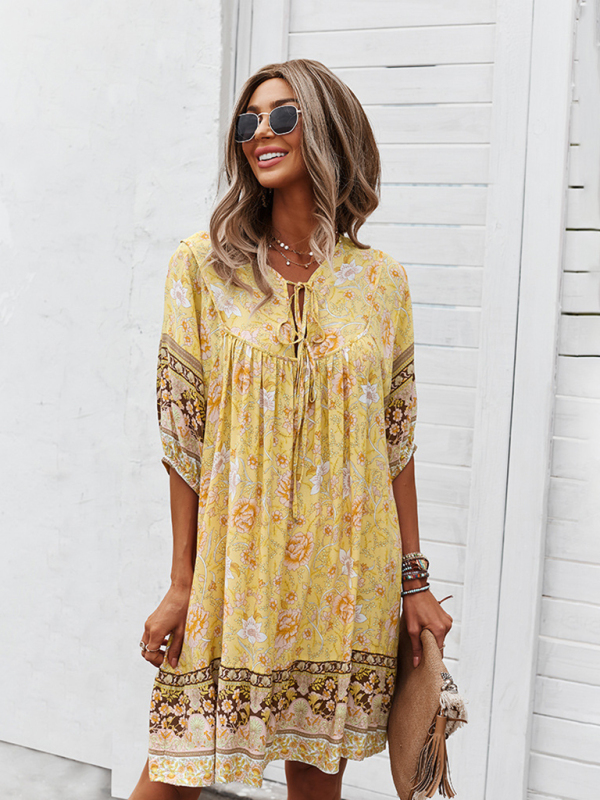 New casual V-neck positioning flower new product loose skirt - Image 2