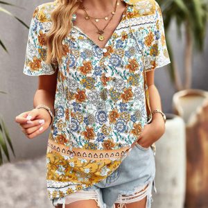 Boho Floral Print Summer Women's Shirt