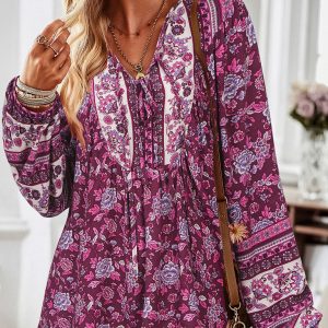 New women's printed temperament commuter long-sleeved shirt top