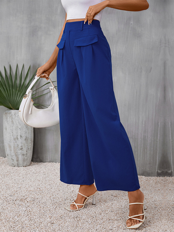 New slim fit blue wide-leg trousers - Image 4