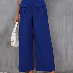 New slim fit blue wide-leg trousers