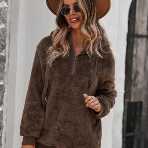 Fur coat warm loose solid color sweater leisure style