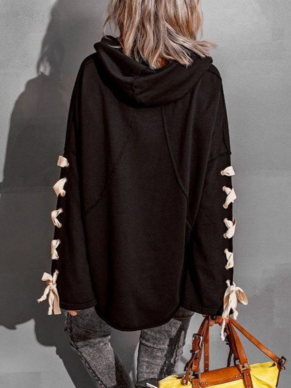 Women's autumn and winter cotton niche design bandage · Oversized hooded pile neck sweater - Image 9