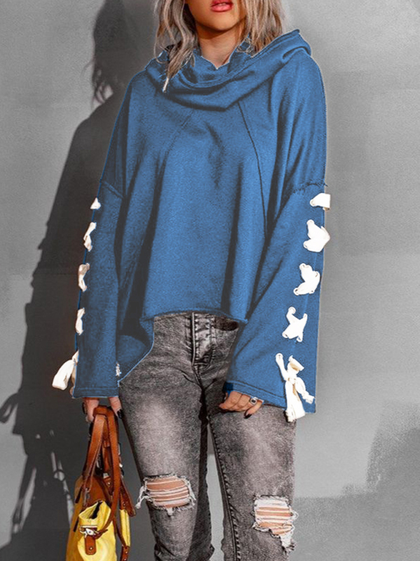 Women's autumn and winter cotton niche design bandage · Oversized hooded pile neck sweater - Image 2