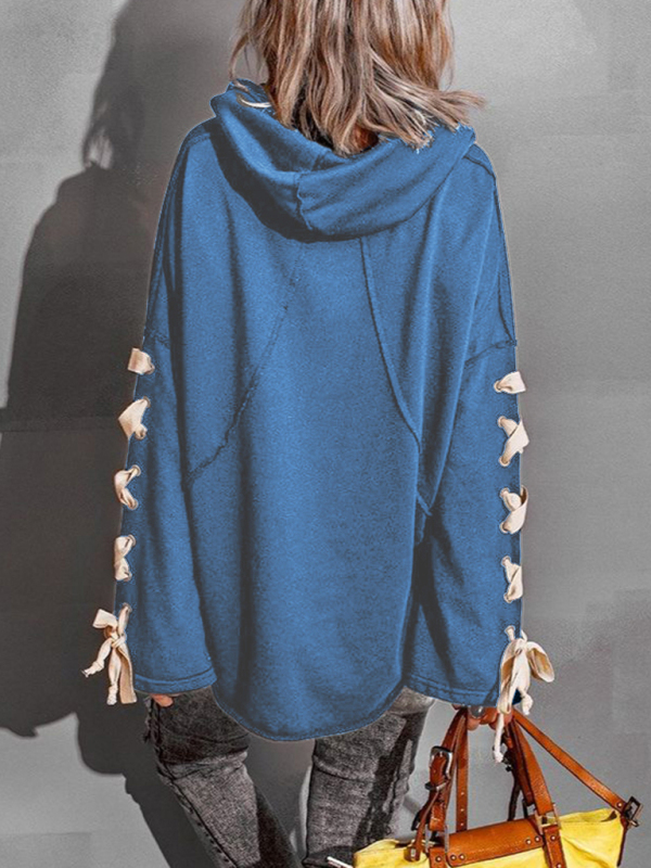 Women's autumn and winter cotton niche design bandage · Oversized hooded pile neck sweater - Image 7