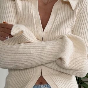 Long-sleeved top bell sleeve bottoming casual street sweater cardigan