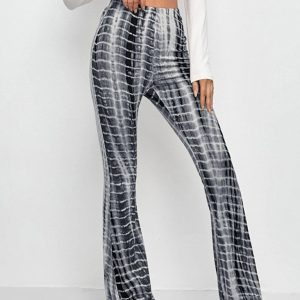 Printed Slim Hip Lift Stretch Casual Flared Trousers