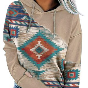Positioning print coat top ladies hooded sweater