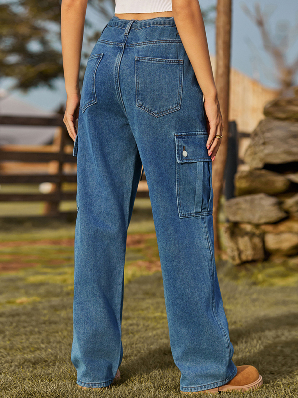 New style denim drawstring adjustable washable overalls trousers casual trousers - Image 2