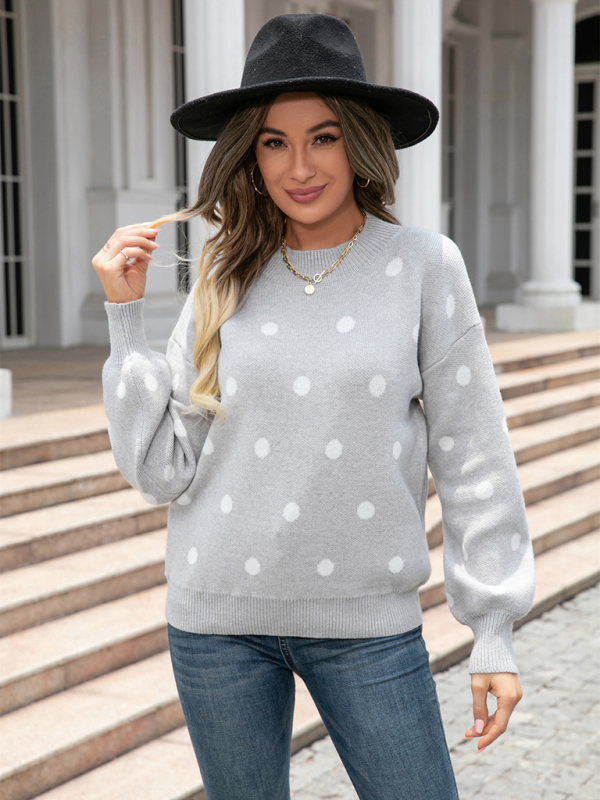 Women's Fashion Knit Polka Dot Pullover - Image 4