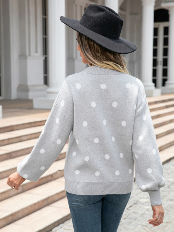 Women's Fashion Knit Polka Dot Pullover - Image 5