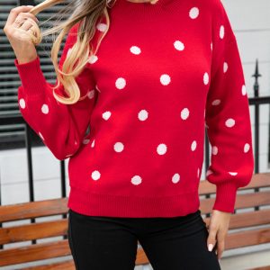 Women's Fashion Knit Polka Dot Pullover