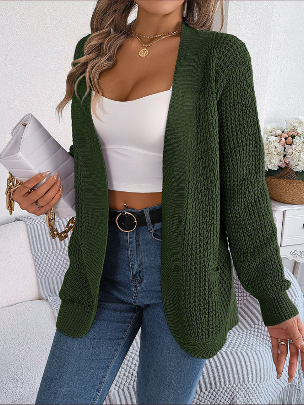 Casual Pocket Long Sleeve Knitted Cardigan Jacket - Image 7