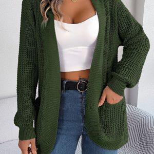 Casual Pocket Long Sleeve Knitted Cardigan Jacket