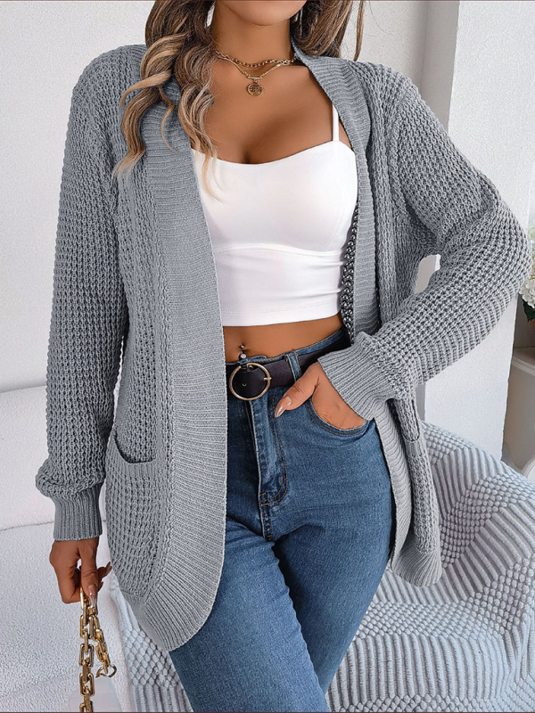 Casual Pocket Long Sleeve Knitted Cardigan Jacket - Image 22