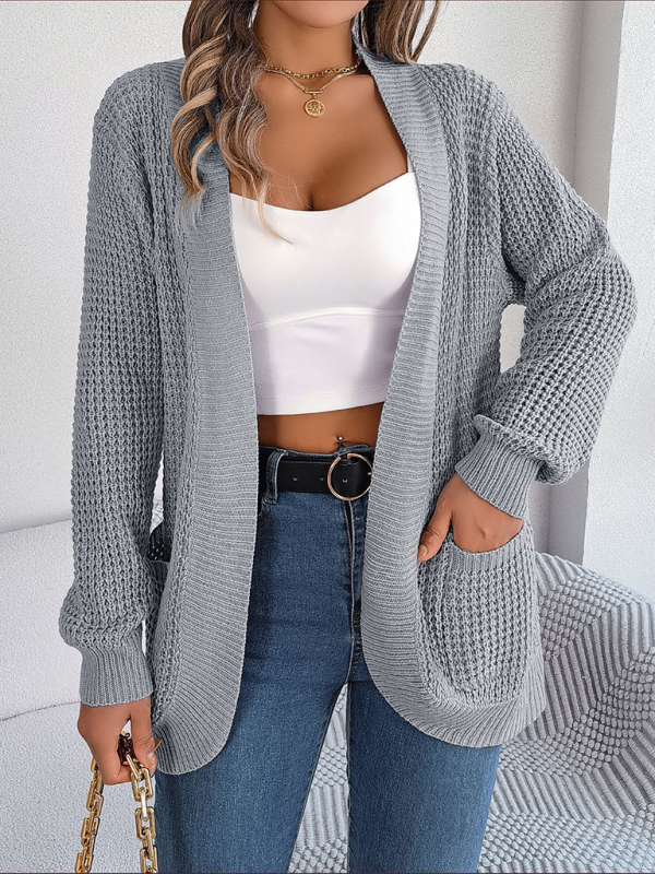 Casual Pocket Long Sleeve Knitted Cardigan Jacket - Image 5