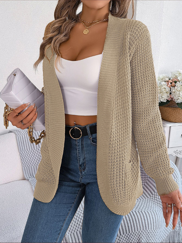 Casual Pocket Long Sleeve Knitted Cardigan Jacket - Image 17