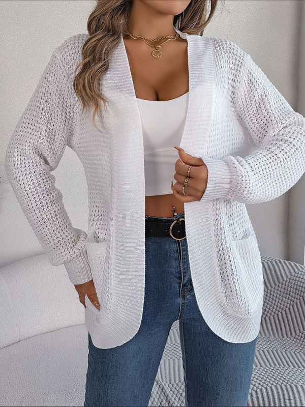 Casual Pocket Long Sleeve Knitted Cardigan Jacket - Image 18