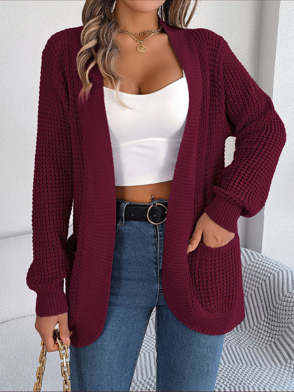 Casual Pocket Long Sleeve Knitted Cardigan Jacket - Image 2