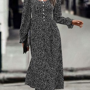 Women's New Square Neck Printed Dress