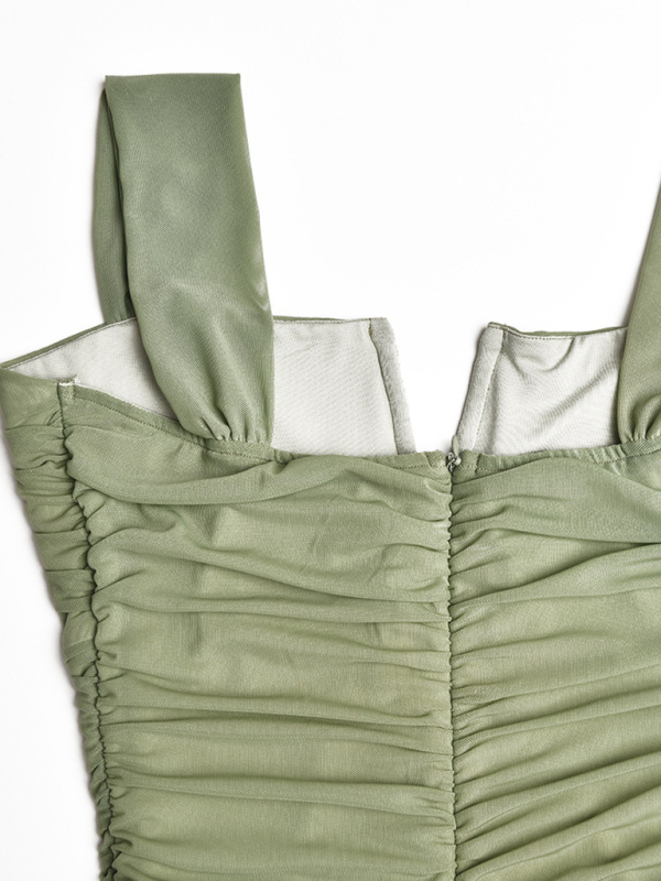 Suspender stitching fashion sexy hot girl tight pleated fishtail dress - Image 21