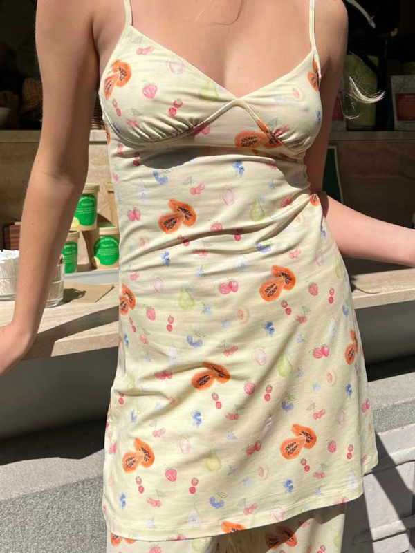 Floral sweet sexy suspender dress summer sleeveless v-neck bag hip skirt - Image 6