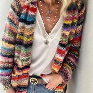New women's sweater knitted cardigan thin coat loose coat