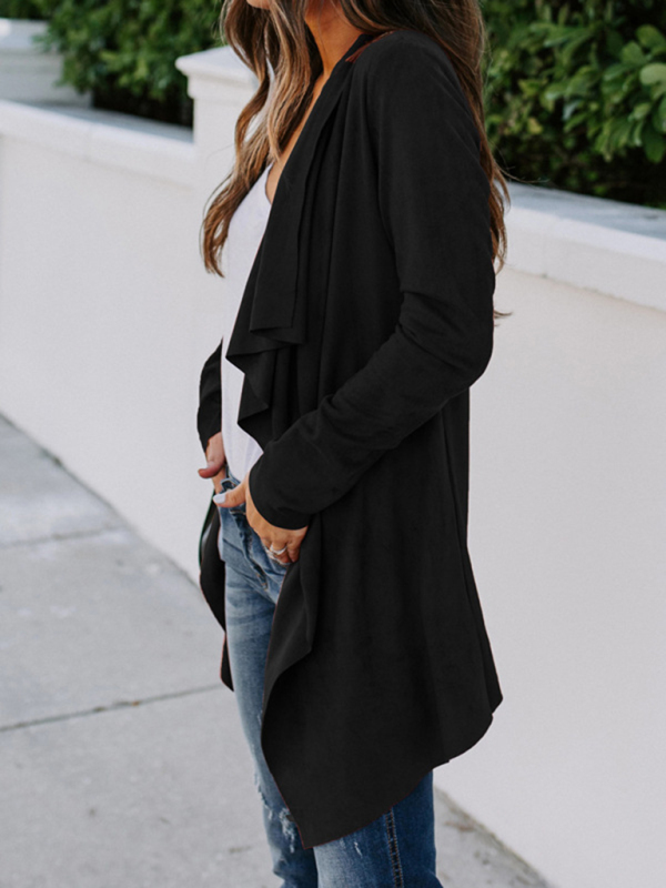 New Ladies Solid Color Long Sleeve Long Sleeve Windbreaker Versatile Cardigan Jacket - Image 6