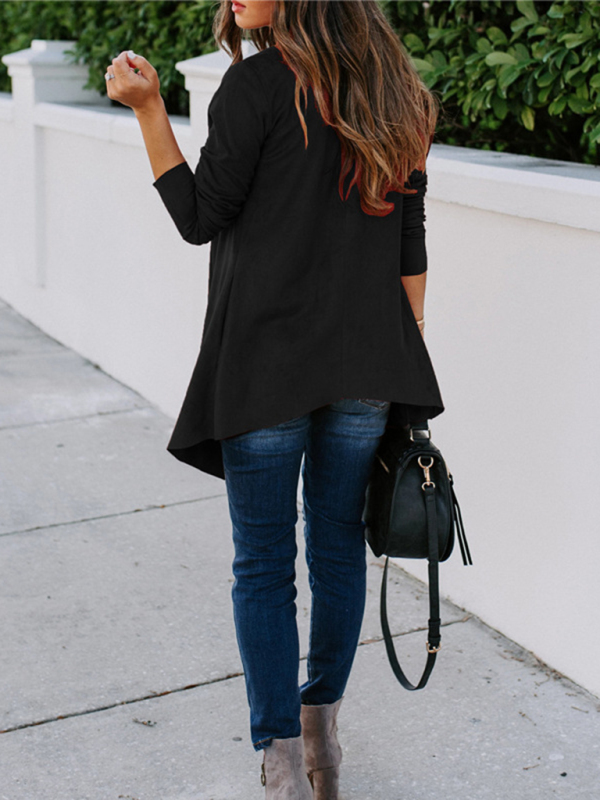 New Ladies Solid Color Long Sleeve Long Sleeve Windbreaker Versatile Cardigan Jacket - Image 8