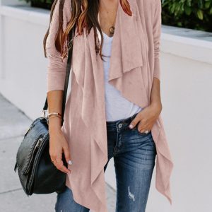 New Ladies Solid Color Long Sleeve Long Sleeve Windbreaker Versatile Cardigan Jacket