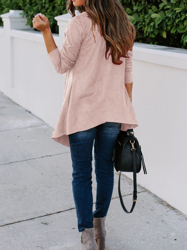 New Ladies Solid Color Long Sleeve Long Sleeve Windbreaker Versatile Cardigan Jacket - Image 3