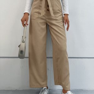 Women's straight solid color casual trousers