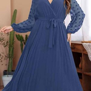 New large size elastic waist jacquard patchwork dress