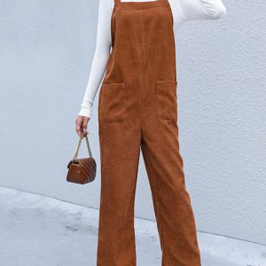 Spring-Summer Casual Knit Pocket Jumpsuit