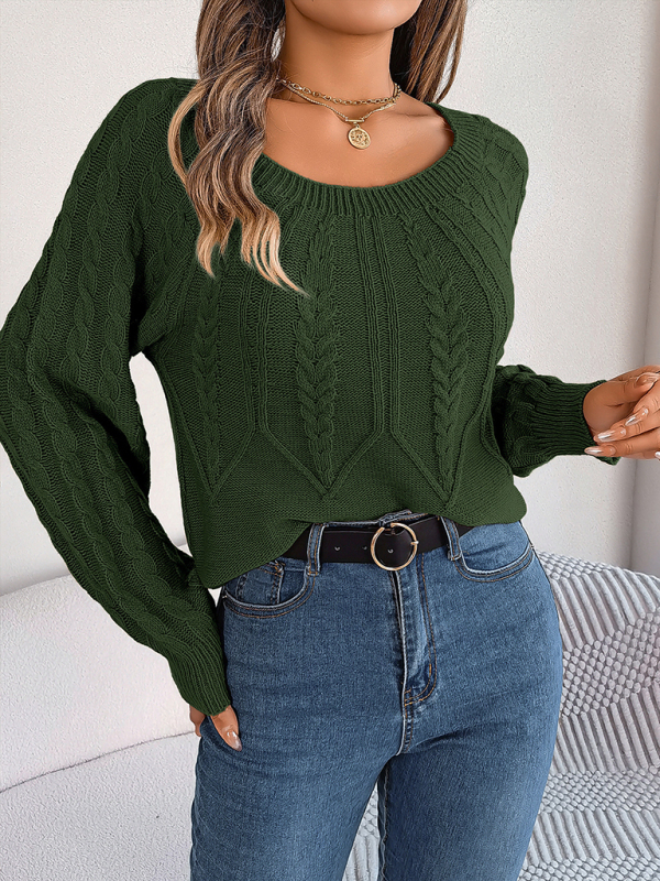 New autumn and winter casual solid color twist long-sleeved pullover sweater - Image 6