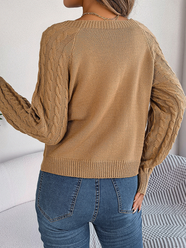 New autumn and winter casual solid color twist long-sleeved pullover sweater - Image 10