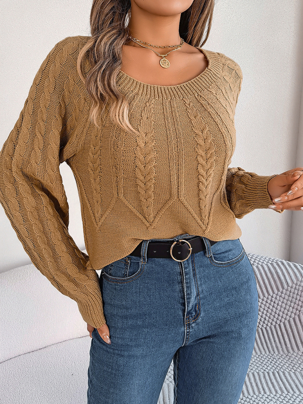 New autumn and winter casual solid color twist long-sleeved pullover sweater - Image 9