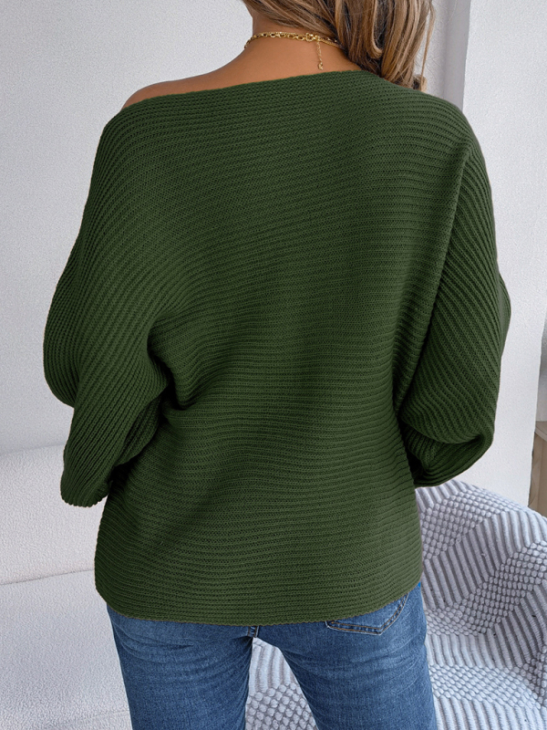 New casual loose solid color bat sleeve pullover sweater - Image 7