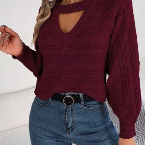 New casual hollow twist long-sleeved pullover sweater