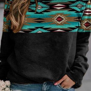 Rhombus round neck casual ladies sweater