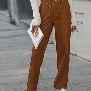 New casual elastic nine-point pants corduroy straight pants