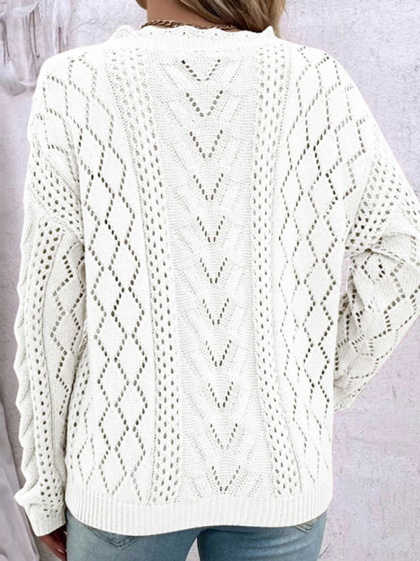 New style lazy style knitted sweater design hollow V-neck versatile top - Image 4