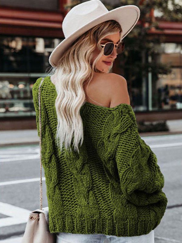 Women's loose knitted sweaters European and American round neck fashionable pullover sweaters - Image 2