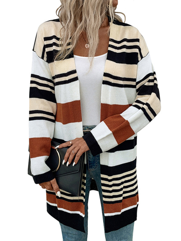 New color block long sweater cardigan - Image 5