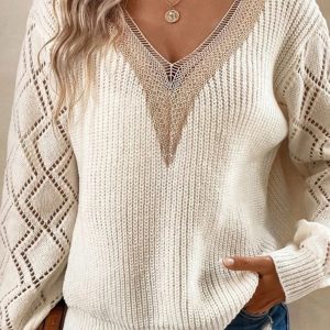 V-neck loose casual pullover women's sweater