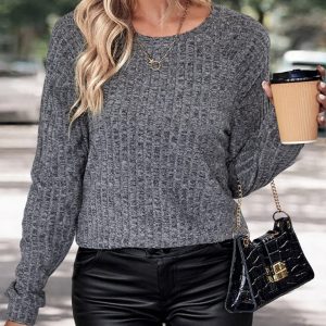 Women's Stylish Solid Knit Elastic Top
