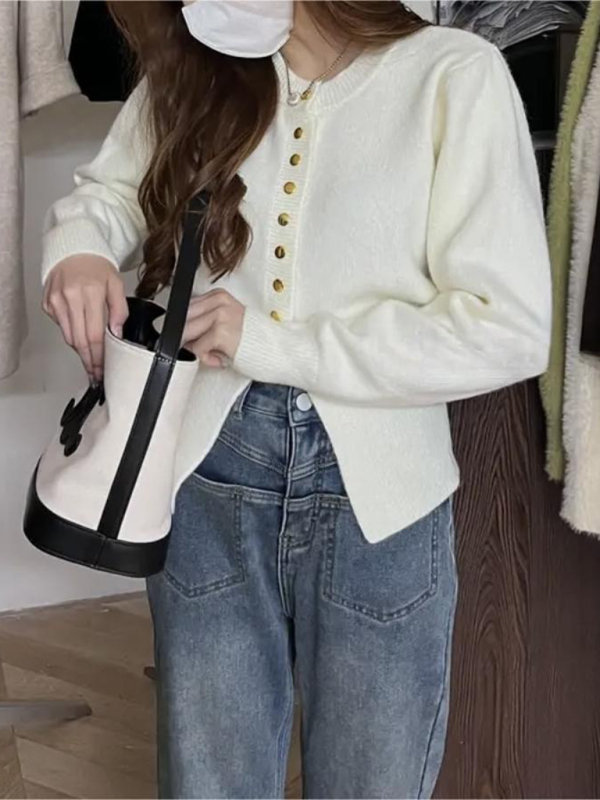 New design sweater, fashionable waist, unique and unique knitted top - Image 3