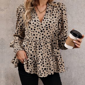 New women's long sleeve leopard print shirt