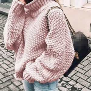 New thick-needle half turtleneck pullover bat-sleeve sweater loose large sweater