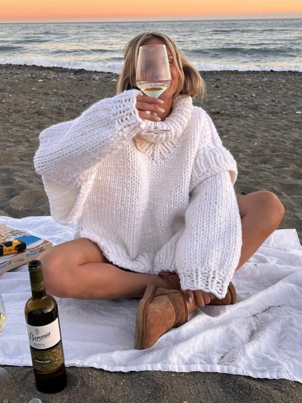 New women's sweater pullover fluffy long sleeve turtleneck sweater - Image 12